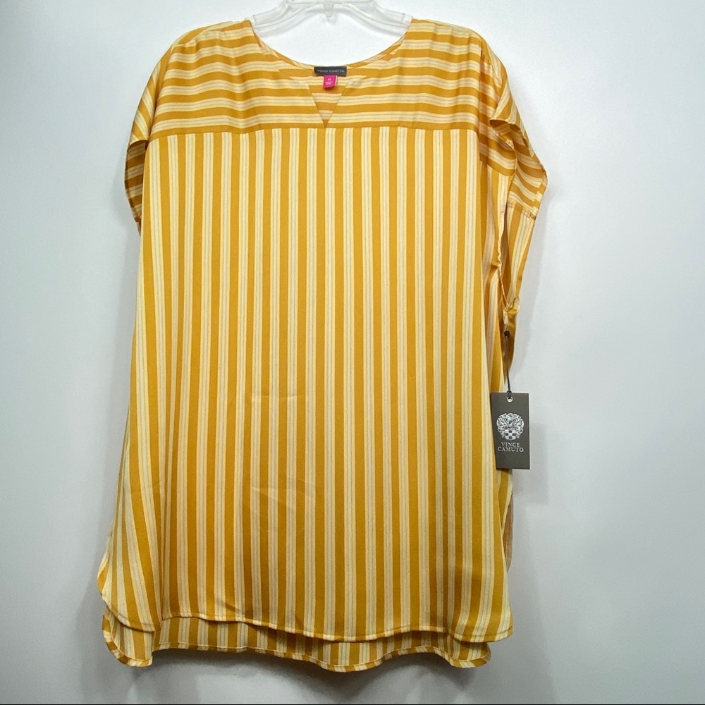 Vince Camuto Short Sleeve Striped Satin Top